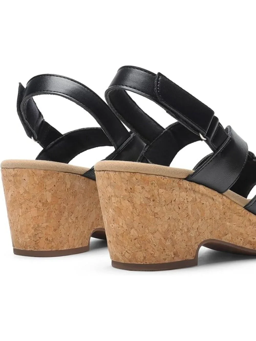 Dream Pairs Size 8 Wedge Sandals Black Faux Leather Comfort Sole